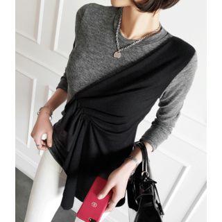 Round-neck Draped-detail Top
