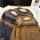 Ethnic-print Loose-fit Sweater