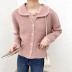 Two Tone Pocket Button-up Cardigan