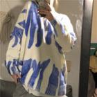 Abstract Print Sweater Blue & White - One Size
