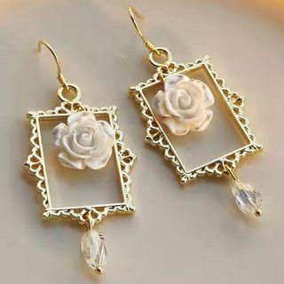 Flower Alloy Faux Crystal Dangle Earring 1 Pair - 1919 - Gold - One Size