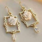 Flower Alloy Faux Crystal Dangle Earring 1 Pair - 1919 - Gold - One Size