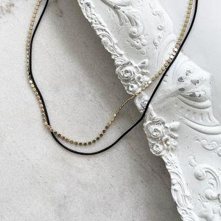 String & Chain Necklace Set (2 Pcs) Gold - One Size