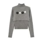 Set: Turtleneck Knit Top + Shawl