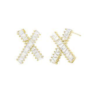 Rhinestone Crisscross Earring One Size