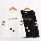 Letter Embroidered Hooded T-shirt