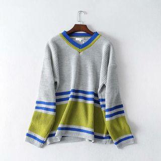 V-neck Striped Loose-fit Sweater