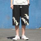 High-waist Flamingo Printed Shorts