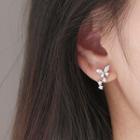 925 Sterling Silver Rhinestone Butterfly Earring As Shown In Figure - One Size