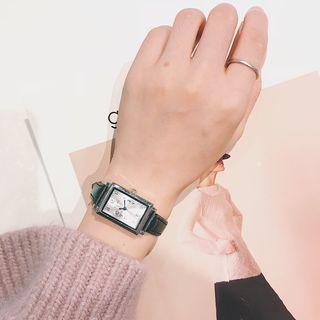 Set: Square Strap Watch + Triangle Open Bangle