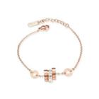 Simple Plated Rose Gold Fashion Roman Numerals Geometric Circle 316l Stainless Steel Bracelet With Cubic Zirconia Rose Gold - One Size