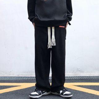 Drawstring Applique Straight Leg Pants