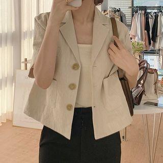 Notch Lapel Single-breasted Shirt Almond - One Size
