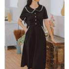 Short-sleeve Collar Midi Dress