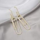 Rhinestone Alloy Loop Dangle Earring E2363-1 - 1 Pair - Gold - One Size