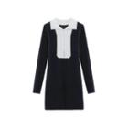 Long-sleeve Half-zip Shift Dress