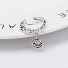 Smiley Face Open Ring Silver - One Size