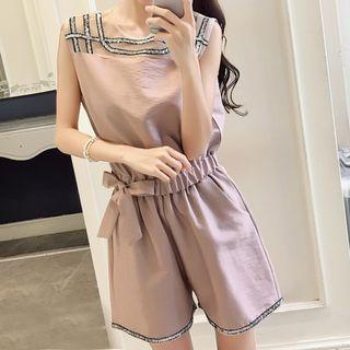 Set: Mesh Panel Tank Top + Shorts