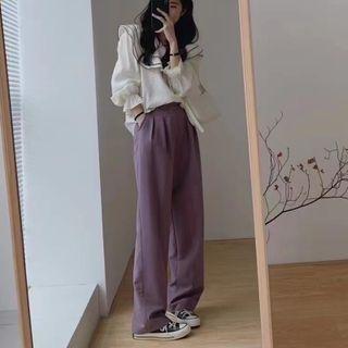 Layered Collar Blouse / Loose Fit Pants / Set