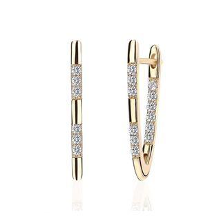 Simple Fashion Letters Gold Plated V Earrings With Cubic Zircon Golden - One Size
