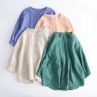 3/4-sleeve Round Neck Plain Blouse