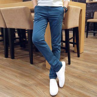 Slim-fit Plain Casual Pants