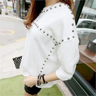 Round-neck Studded-detail Top