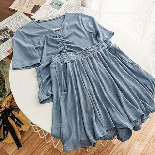 Set: Drawstring Cropped Top + Shorts