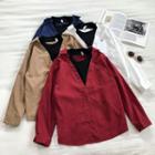 Mock Two-piece Color-block Long-sleeve Shirt