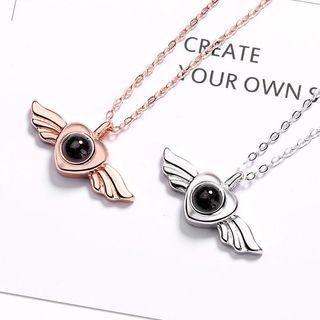 925 Sterling Silver Flying Heart Pendant Necklace