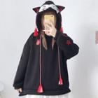 Tassel Ear Accent Hoodie