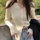 Long-sleeve Cross Neck T-shirt / Cardigan