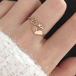 Lettering Heart Ring Rose Gold - One Size