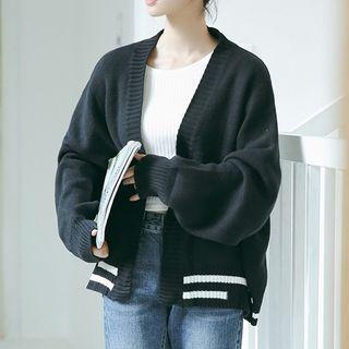Contrast Trim Cardigan Black - One Size