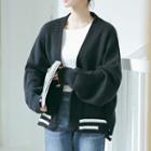 Contrast Trim Cardigan Black - One Size