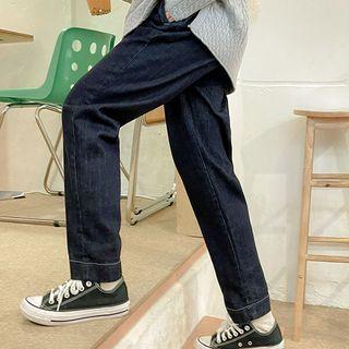 Band-waist Stitched Baggy Jeans