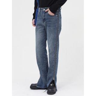 High-waist Zip Trim Jeans