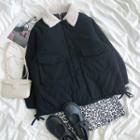 Fleece Trim Jacket Black - One Size