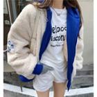 Mock Two-piece Fleece Panel Hooded Jacket