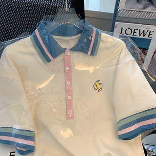 Short-sleeve Collar Lemon Print T-shirt
