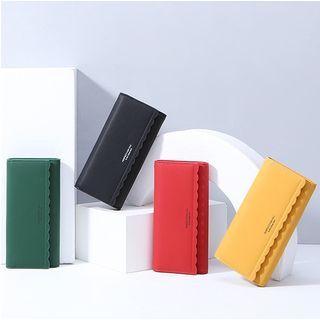 Faux Leather Scallop Edge Long Wallet