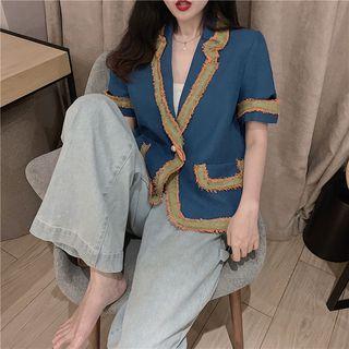 Patchwork Short-sleeved Light Blazer