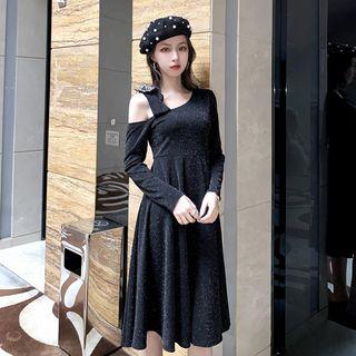 Long-sleeve Cut-out A-line Dress