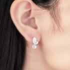 Alloy Leaf Faux Pearl Earring 1 Pair - As Shown In Figure - One Size