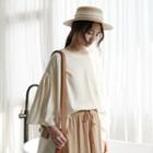 Flutter-sleeve Blouse Light Almond - S