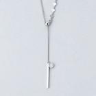 925 Sterling Silver Rhinestone Bar Pendant Necklace S925 Silver - Silver - One Size
