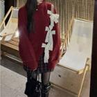 Lace Up Sweater Red - One Size