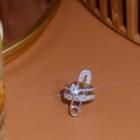 Safety Pin Rhinestone Alloy Cuff Earring 1 Pc - Silver - One Size