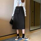 Plain A-line Pocket Midi Skirt