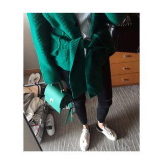 Tie-waist Wool Blend Cardigan